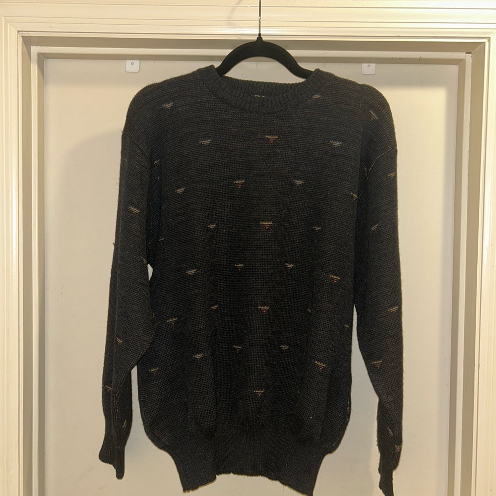 Men's Black With Multicolored Triangle Wool Sweater